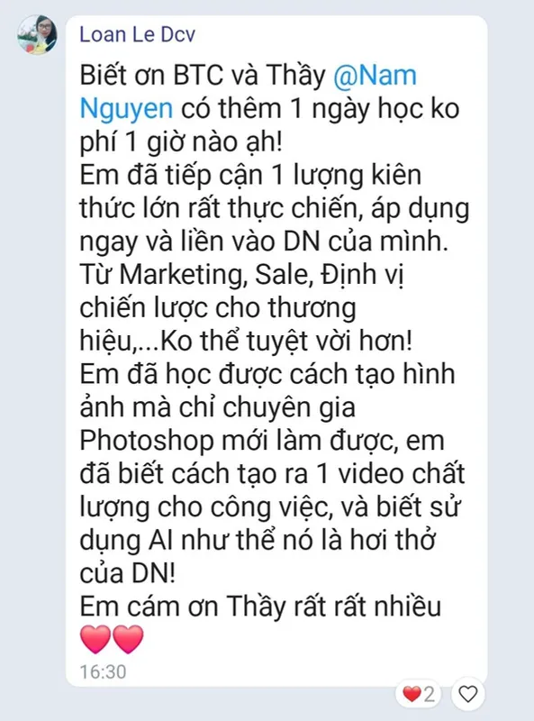 Cảm nhận học viên
