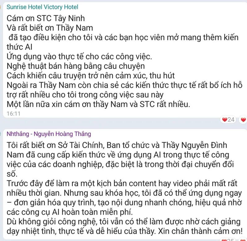 Cảm nhận học viên